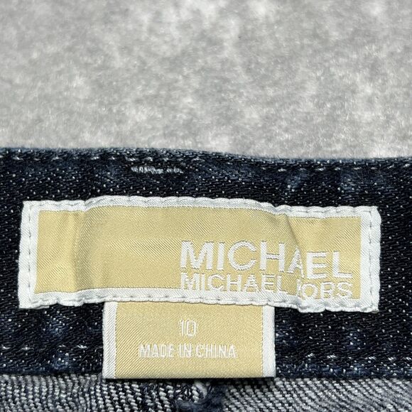 Michael Kors Blue Washed Flared Ankle Denim Jeans Raw Hem Stretch Women’s SZ: 10 - Picture 13 of 14